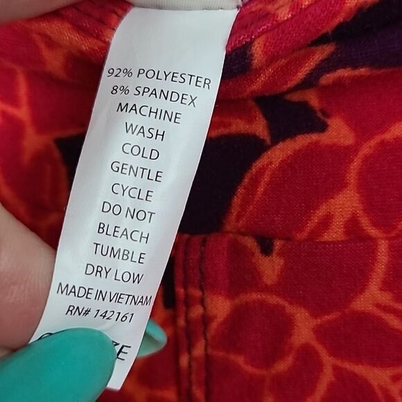 LuLaRoe Red Floral One Size (2-10) Butter Soft Legging Women's Stretch Pants - Picture 6 of 6